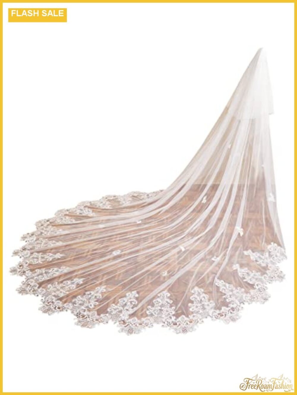 Cathedral Length 2 Tier Sequin Lace Wedding Bridal Veil Tulle